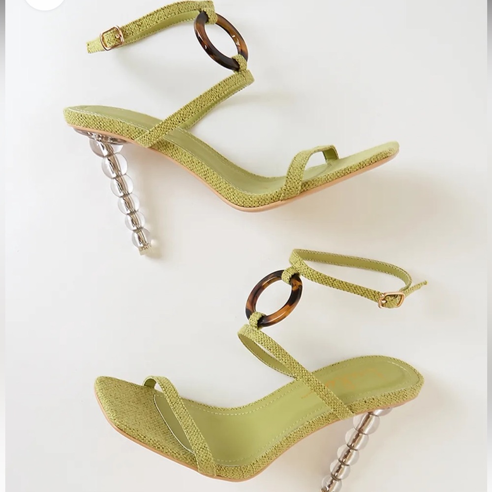 Lulu’s Faina Green Ankle Strap High Heel Sandals